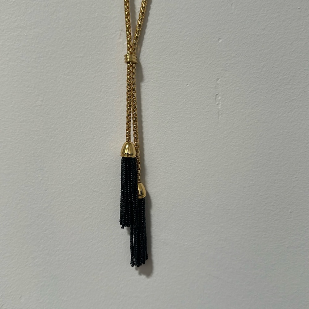 J.Crew black bead gold necklace